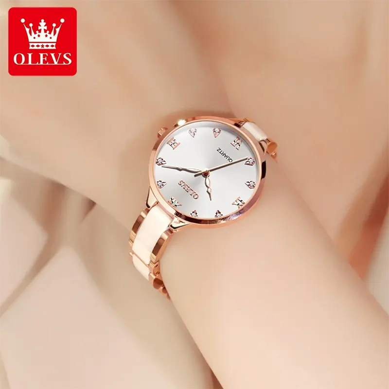 Olevs Most Luxurious White Dial Ladies Watch | 5872